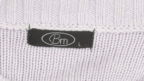 Bm Womens Purple Acrylic Cable Knit Cardigan Size L
