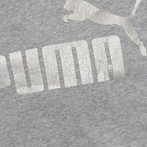 Puma Girls Grey Pullover Hoodie 13-14 Years Graphic Logo Sportswear