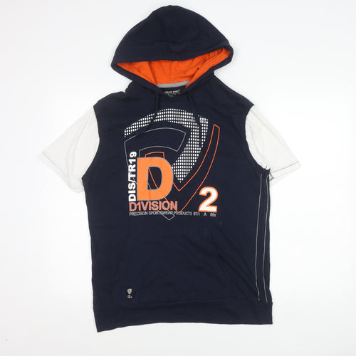 Urban Spirit Men's Blue Graphic Sleeveless Pullover Hoodie M