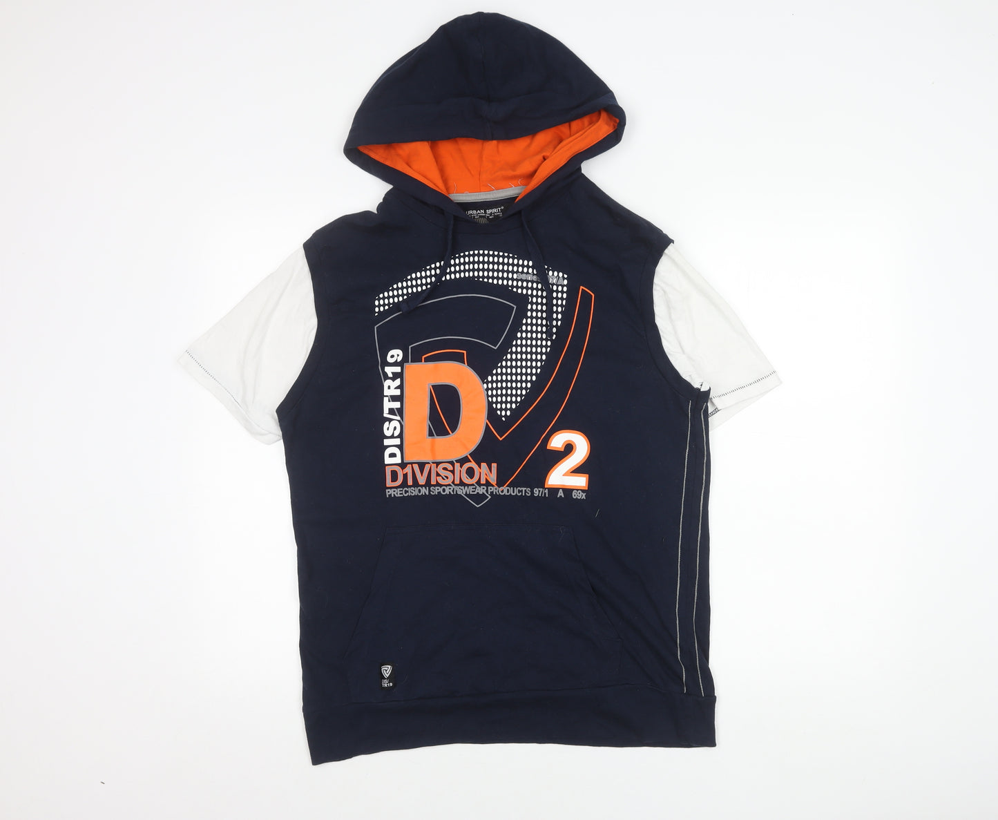 Urban Spirit Men's Blue Graphic Sleeveless Pullover Hoodie M