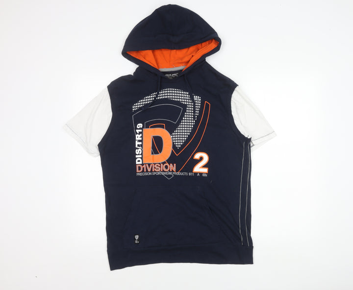 Urban Spirit Men's Blue Graphic Sleeveless Pullover Hoodie M