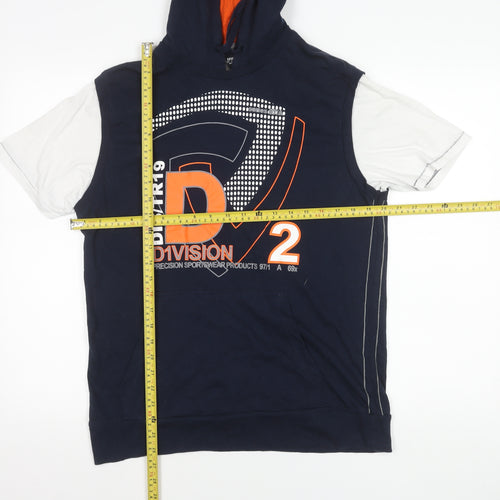 Urban Spirit Men's Blue Graphic Sleeveless Pullover Hoodie M