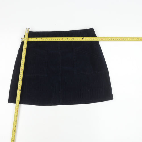 BDG Women's Blue Corduroy Mini Skirt Size S Zip Pockets