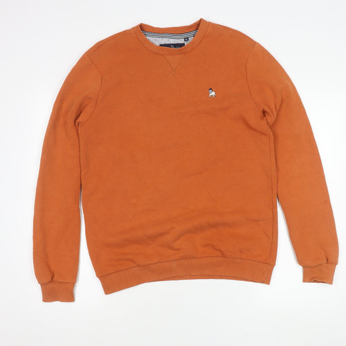 Spitalfields Men’s Orange Crew Neck Sweatshirt M Cotton Blend