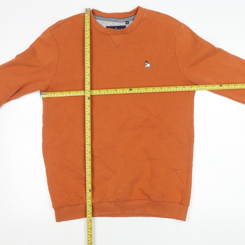 Spitalfields Men’s Orange Crew Neck Sweatshirt M Cotton Blend