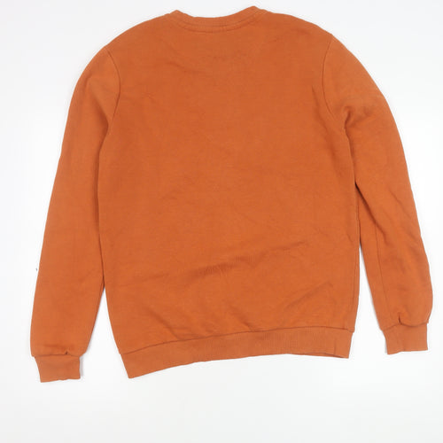 Spitalfields Men’s Orange Crew Neck Sweatshirt M Cotton Blend