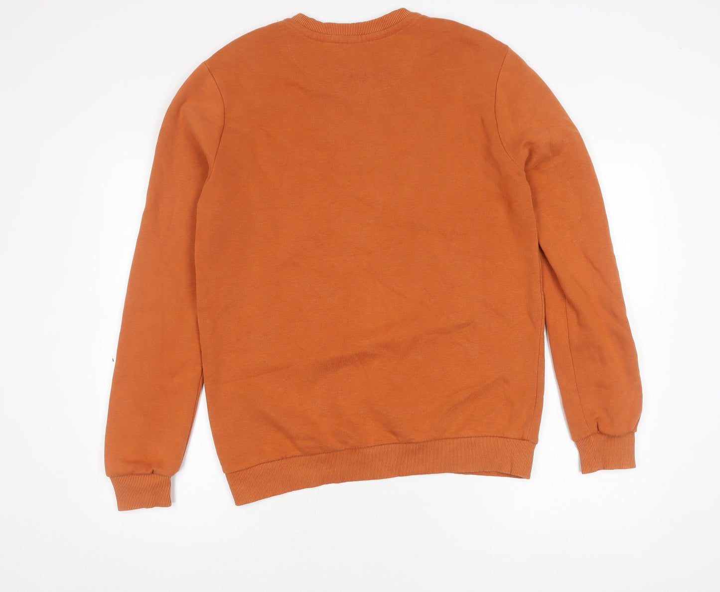 Spitalfields Men’s Orange Crew Neck Sweatshirt M Cotton Blend