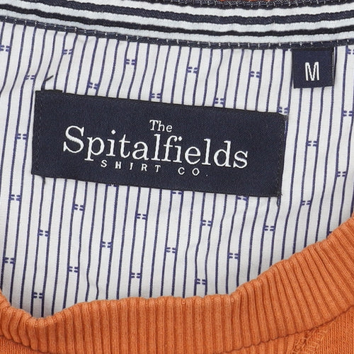 Spitalfields Men’s Orange Crew Neck Sweatshirt M Cotton Blend