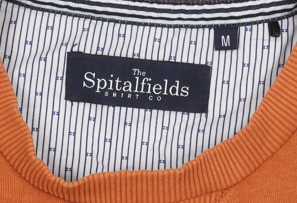 Spitalfields Men’s Orange Crew Neck Sweatshirt M Cotton Blend
