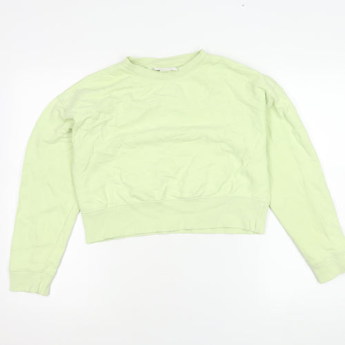Monki Womens Green XS Sweatshirt Crew Neck Cotton Casual