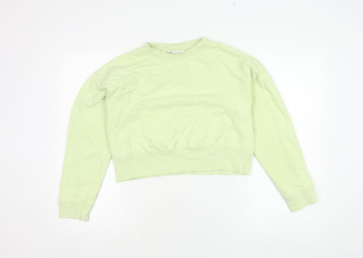 Monki Womens Green XS Sweatshirt Crew Neck Cotton Casual