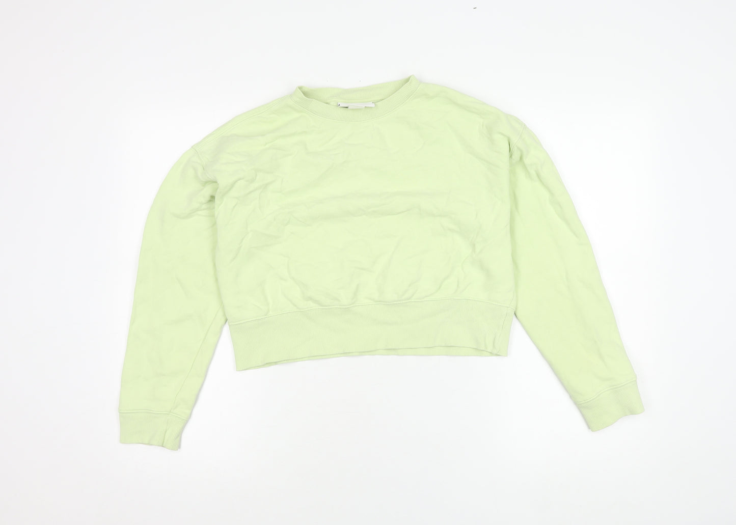 Monki Womens Green XS Sweatshirt Crew Neck Cotton Casual