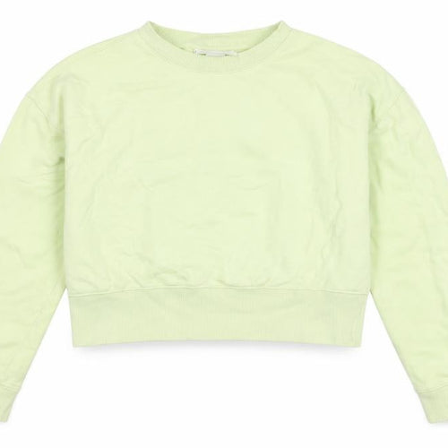 Monki Womens Green XS Sweatshirt Crew Neck Cotton Casual