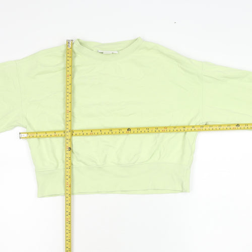 Monki Womens Green XS Sweatshirt Crew Neck Cotton Casual