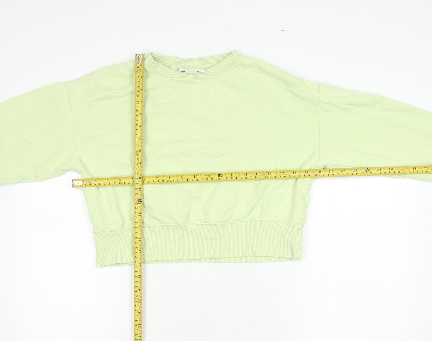 Monki Womens Green XS Sweatshirt Crew Neck Cotton Casual