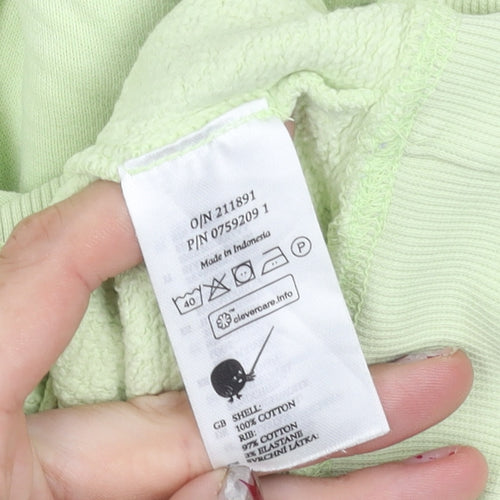 Monki Womens Green XS Sweatshirt Crew Neck Cotton Casual