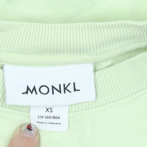 Monki Womens Green XS Sweatshirt Crew Neck Cotton Casual