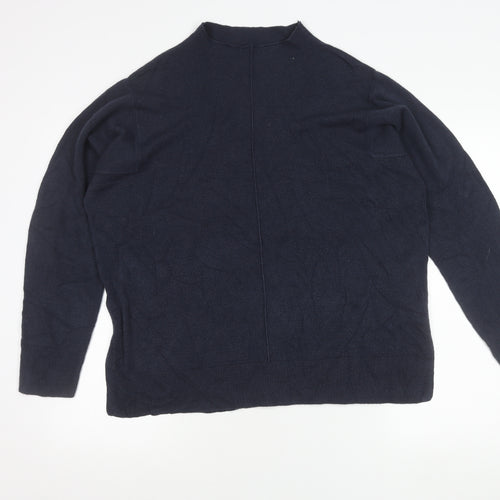 Marks and Spencer Womens Blue L Pullover Mock Neck Jumper Acrylic