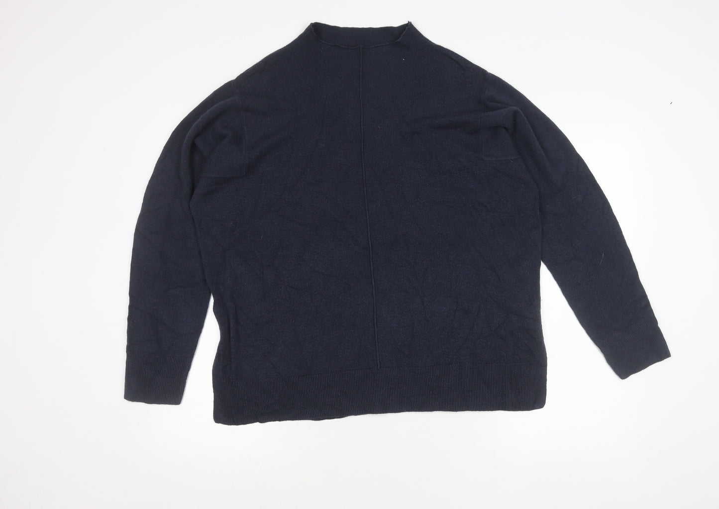 Marks and Spencer Womens Blue L Pullover Mock Neck Jumper Acrylic