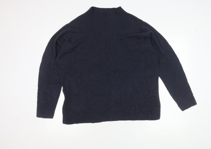Marks and Spencer Womens Blue L Pullover Mock Neck Jumper Acrylic