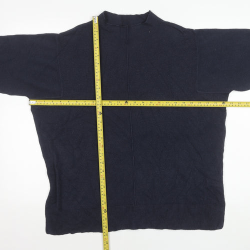 Marks and Spencer Womens Blue L Pullover Mock Neck Jumper Acrylic