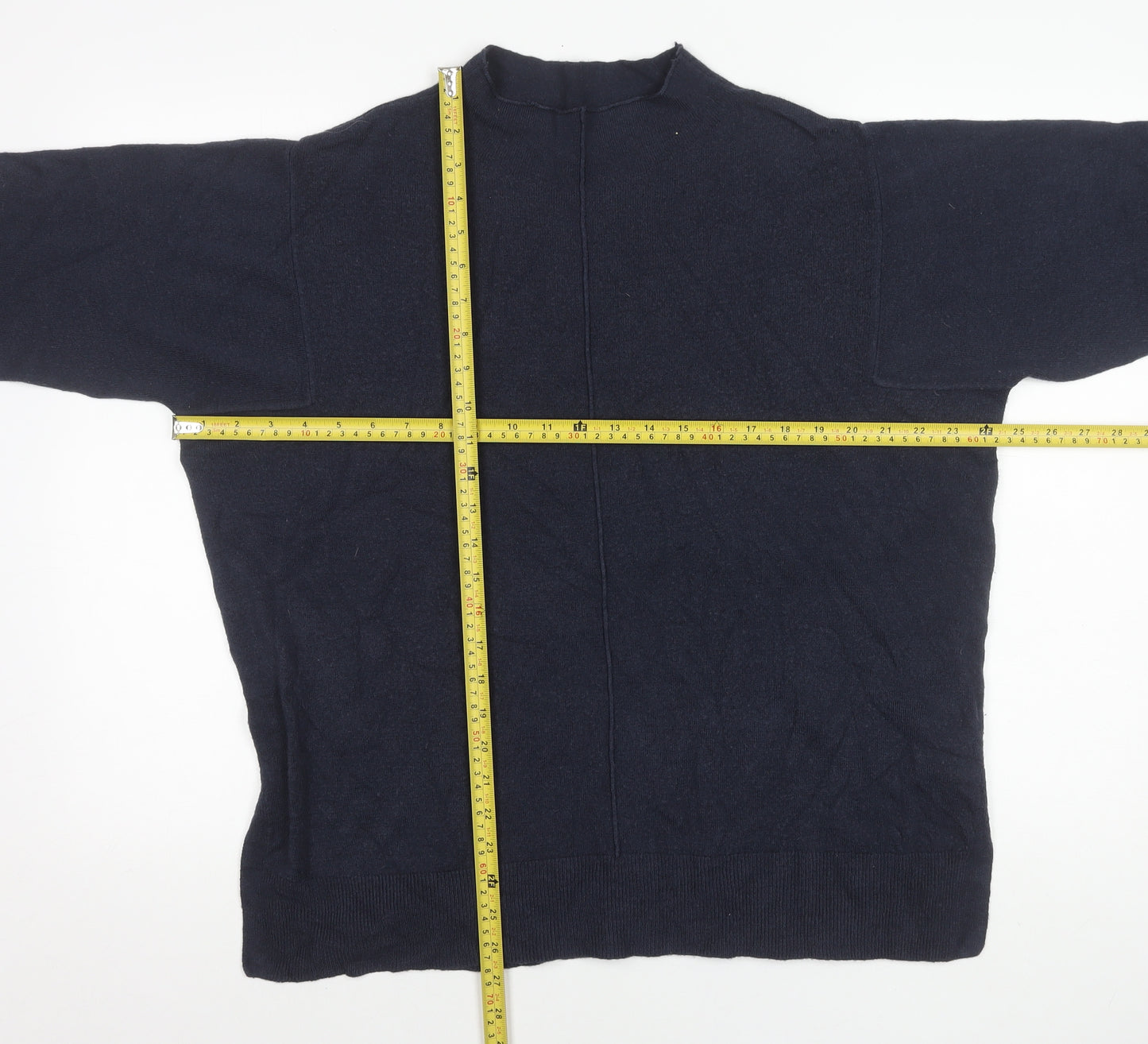Marks and Spencer Womens Blue L Pullover Mock Neck Jumper Acrylic