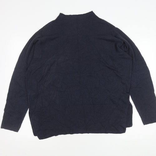 Marks and Spencer Womens Blue L Pullover Mock Neck Jumper Acrylic