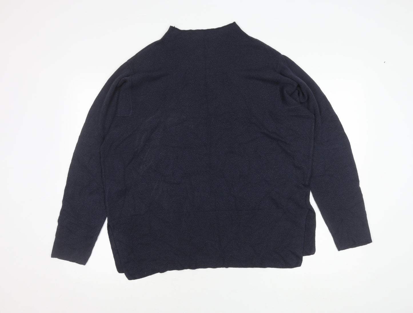 Marks and Spencer Womens Blue L Pullover Mock Neck Jumper Acrylic