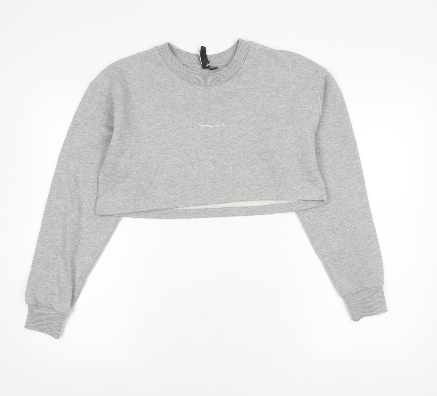 Good For Nothing Womens Grey Cotton Cropped Sweatshirt Size S