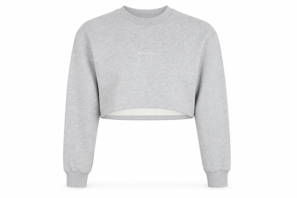 Front view of Good For Nothing women’s grey cotton cropped sweatshirt, size S