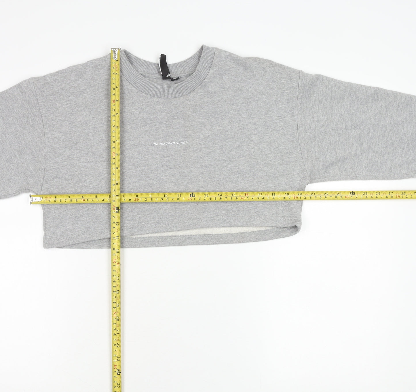 Good For Nothing Womens Grey Cotton Cropped Sweatshirt Size S