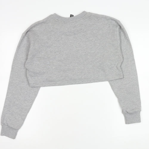 Good For Nothing Womens Grey Cotton Cropped Sweatshirt Size S