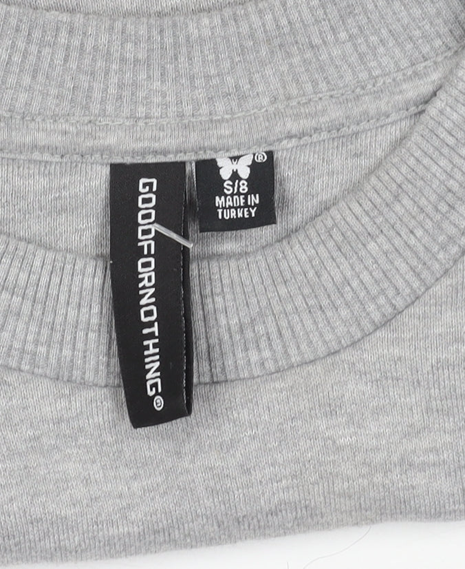 Good For Nothing Womens Grey Cotton Cropped Sweatshirt Size S