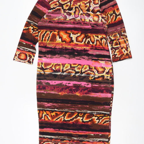Zuppe Women’s Multicoloured Animal Print Bodycon Midi Dress Size 2