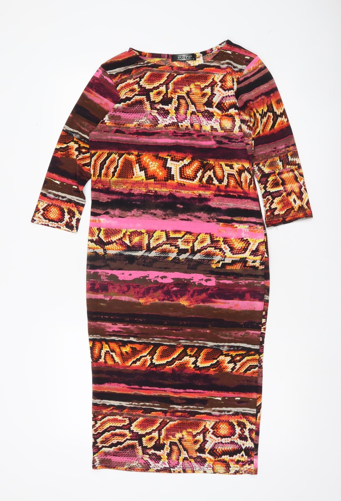 Zuppe Women’s Multicoloured Animal Print Bodycon Midi Dress Size 2