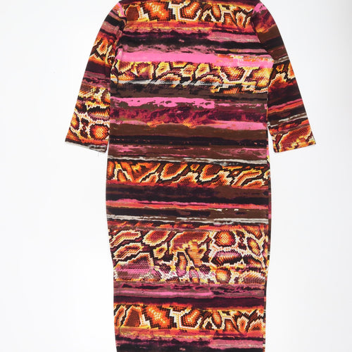 Zuppe Women’s Multicoloured Animal Print Bodycon Midi Dress Size 2