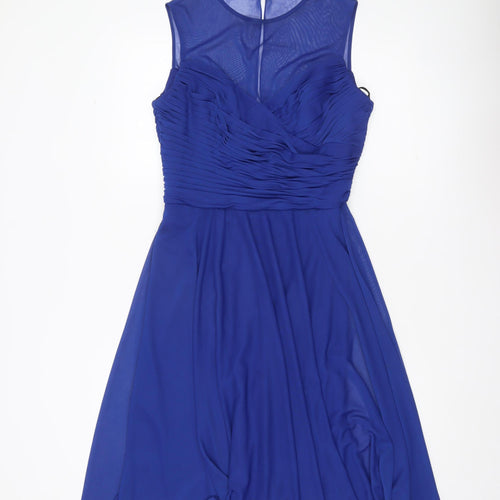 Alfred Sung Women Blue Size 10 A-Line Sleeveless Knee Length Dress