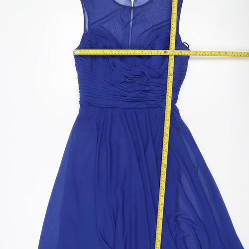 Alfred Sung Women Blue Size 10 A-Line Sleeveless Knee Length Dress