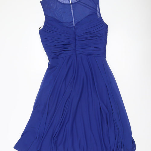 Alfred Sung Women Blue Size 10 A-Line Sleeveless Knee Length Dress