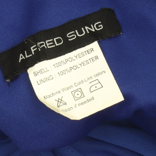 Alfred Sung Women Blue Size 10 A-Line Sleeveless Knee Length Dress