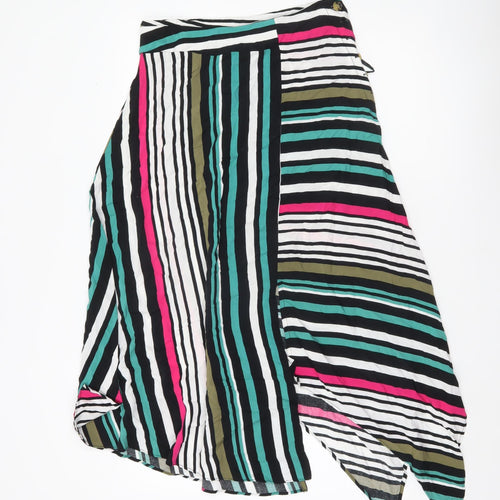 Dorothy Perkins Women’s Multicoloured Striped Wrap Midi Skirt Size 10