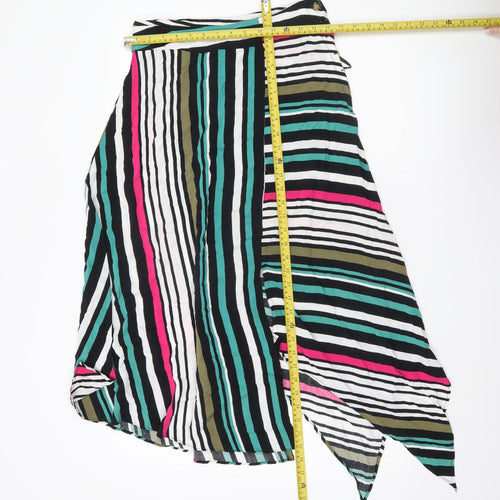 Dorothy Perkins Women’s Multicoloured Striped Wrap Midi Skirt Size 10