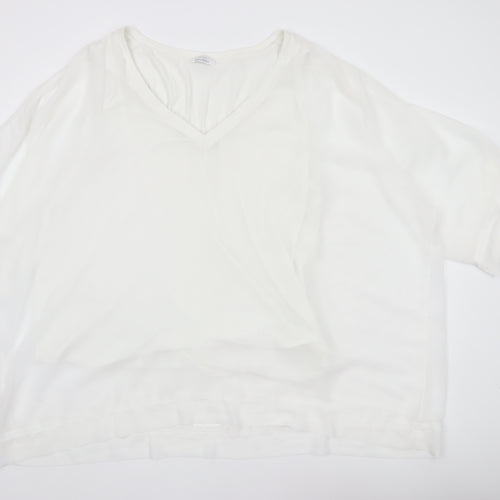 Yours Women White Plus Size 22 V-Neck Short Sleeve Blouse