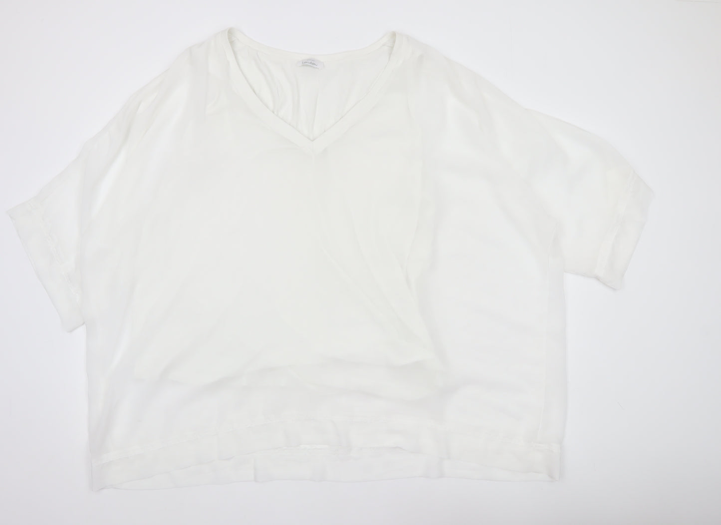 Yours Women White Plus Size 22 V-Neck Short Sleeve Blouse