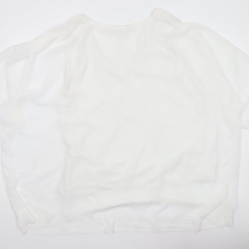 Yours Women White Plus Size 22 V-Neck Short Sleeve Blouse