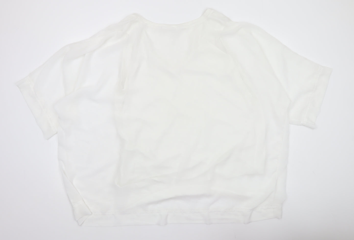 Yours Women White Plus Size 22 V-Neck Short Sleeve Blouse