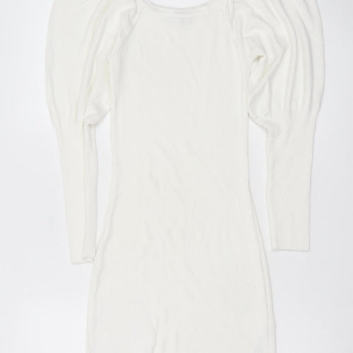 ASOS Women’s White Bodycon Puff Sleeve Mini Dress Size 8