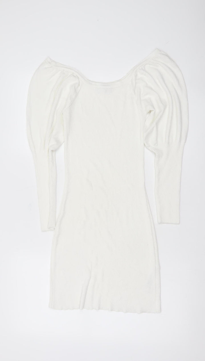 ASOS Women’s White Bodycon Puff Sleeve Mini Dress Size 8