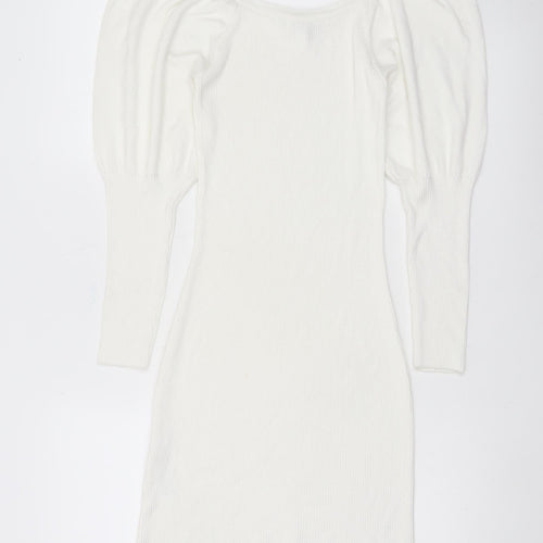 ASOS Women’s White Bodycon Puff Sleeve Mini Dress Size 8