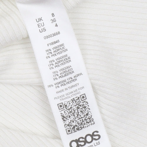 ASOS Women’s White Bodycon Puff Sleeve Mini Dress Size 8